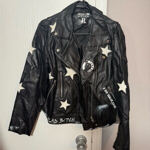 Jagger Line Black Star Leather Jacket